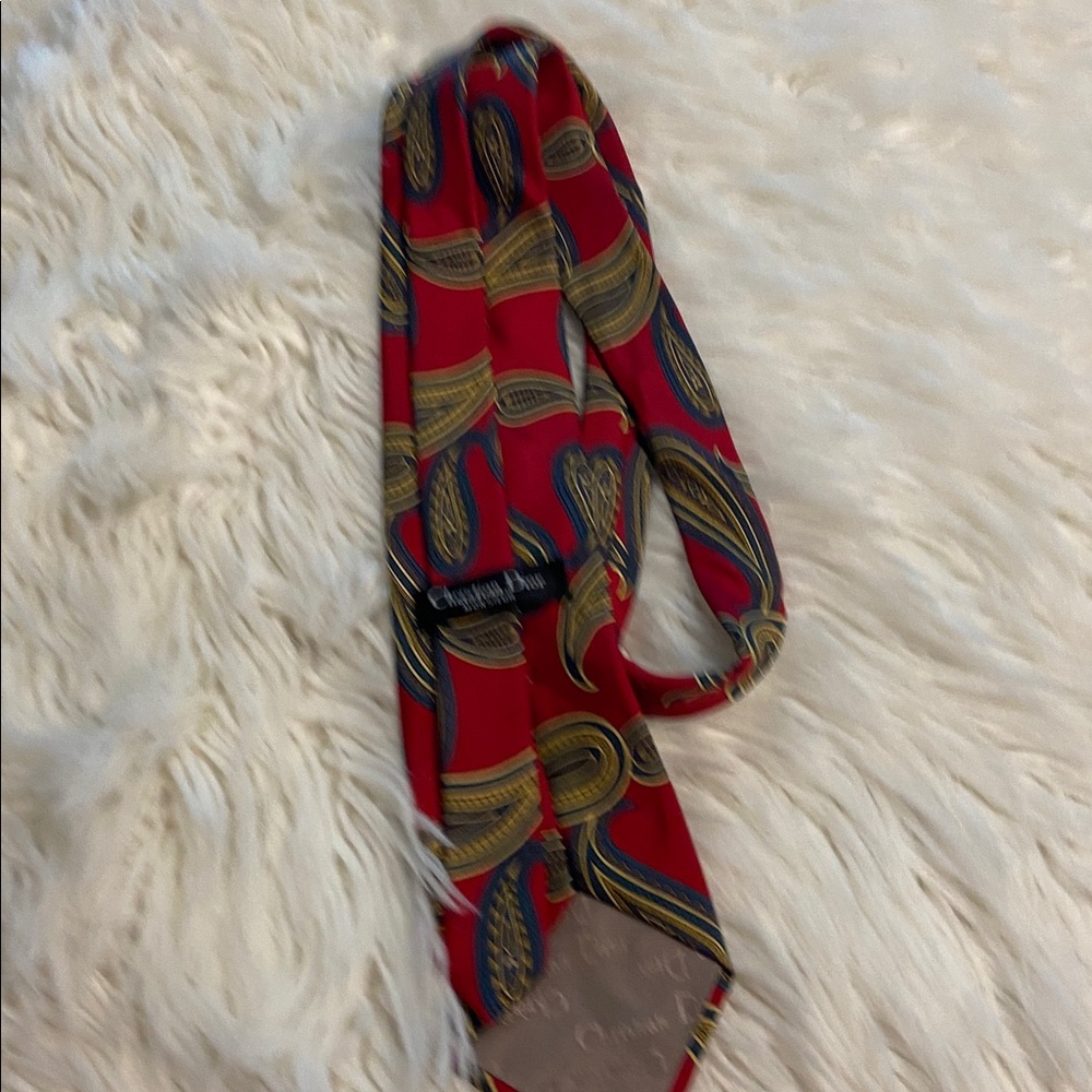 Dior Red and Gold Paisley Tie length 57” - Picture 6 of 8